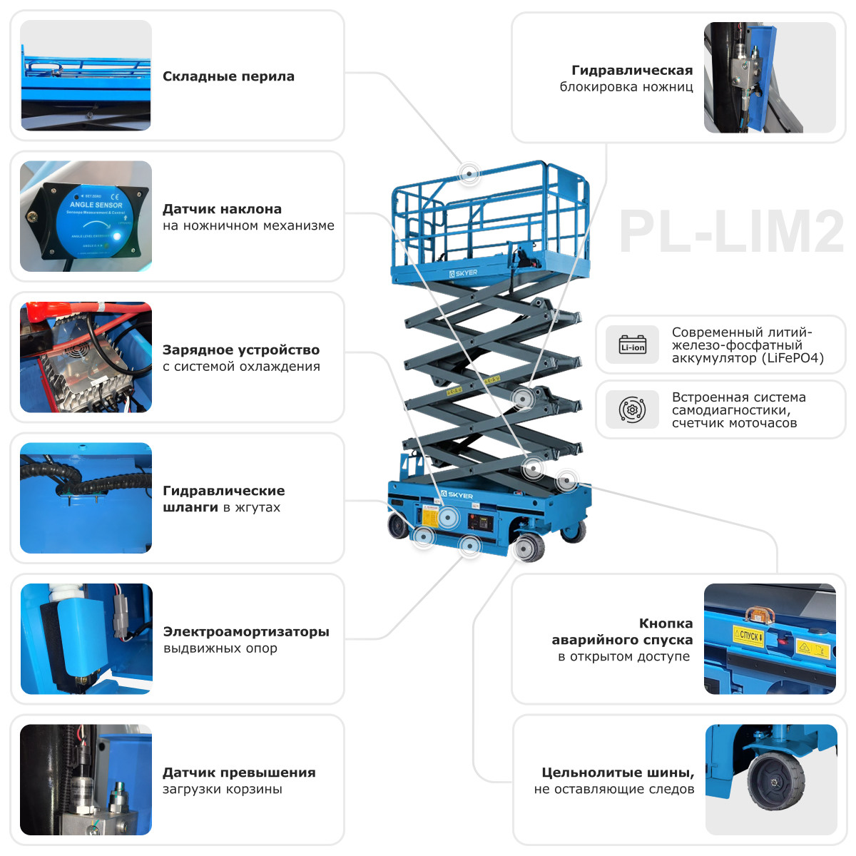 Самоходный ножничный подъемник с выдвижной платформой SKYER PL1625-LiM2 - 1